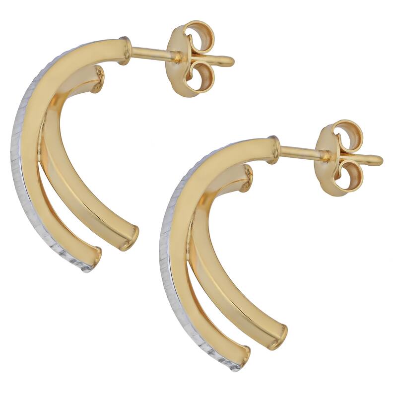 Fremada 14k Two-tone Gold Stylish X Post Earrings