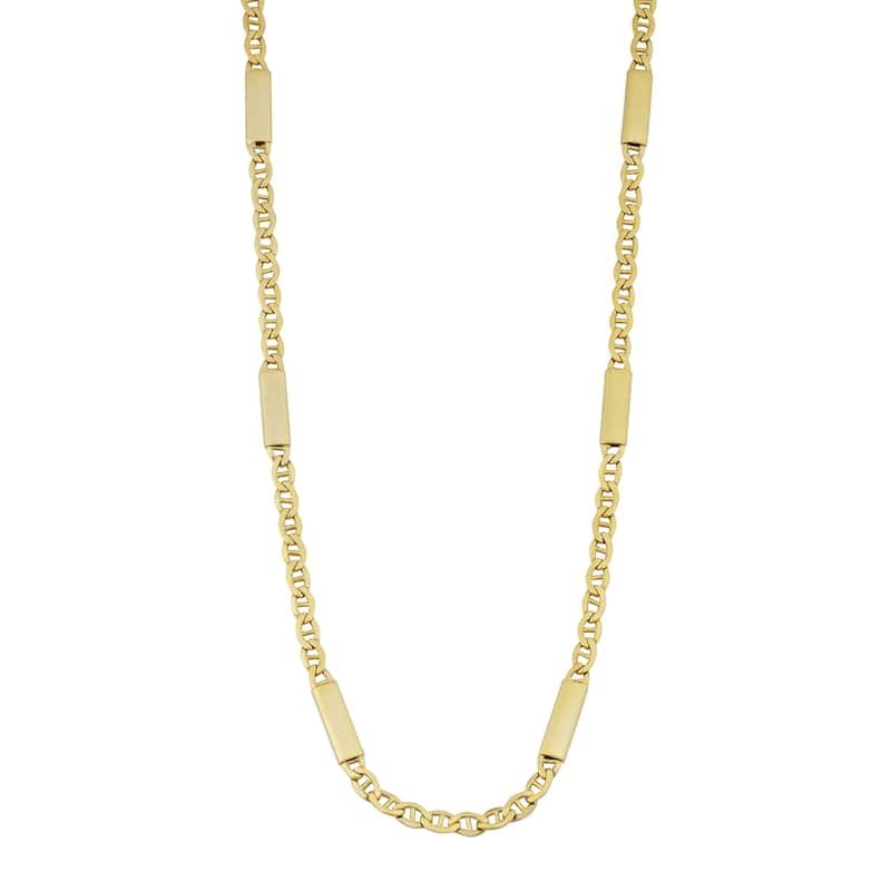Fremada 14k Yellow Gold High Polish Bar Station Mariner Link Necklace (18 inches)