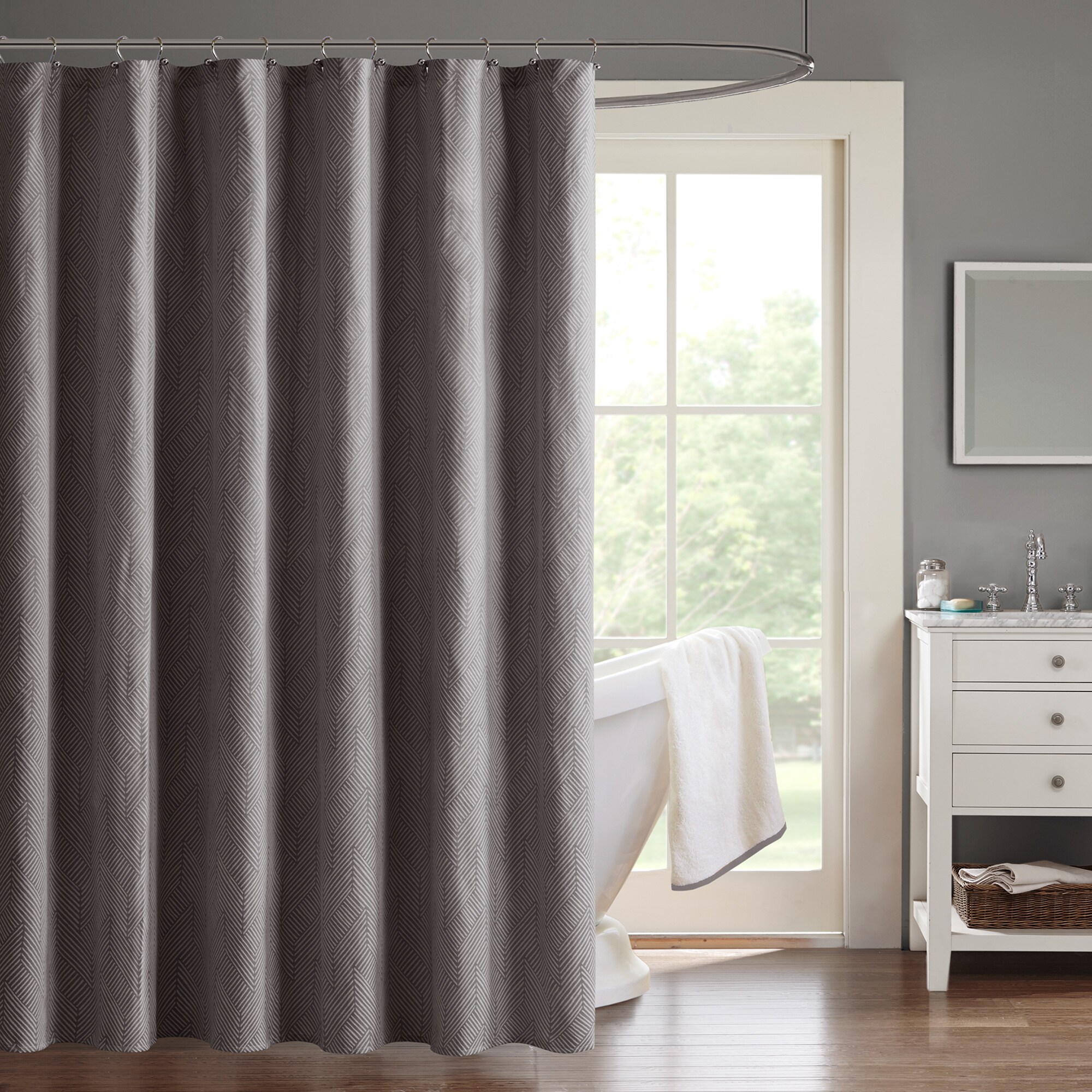 Madison Park Hayden Chevron Jacquard Shower Curtain - Bed Bath