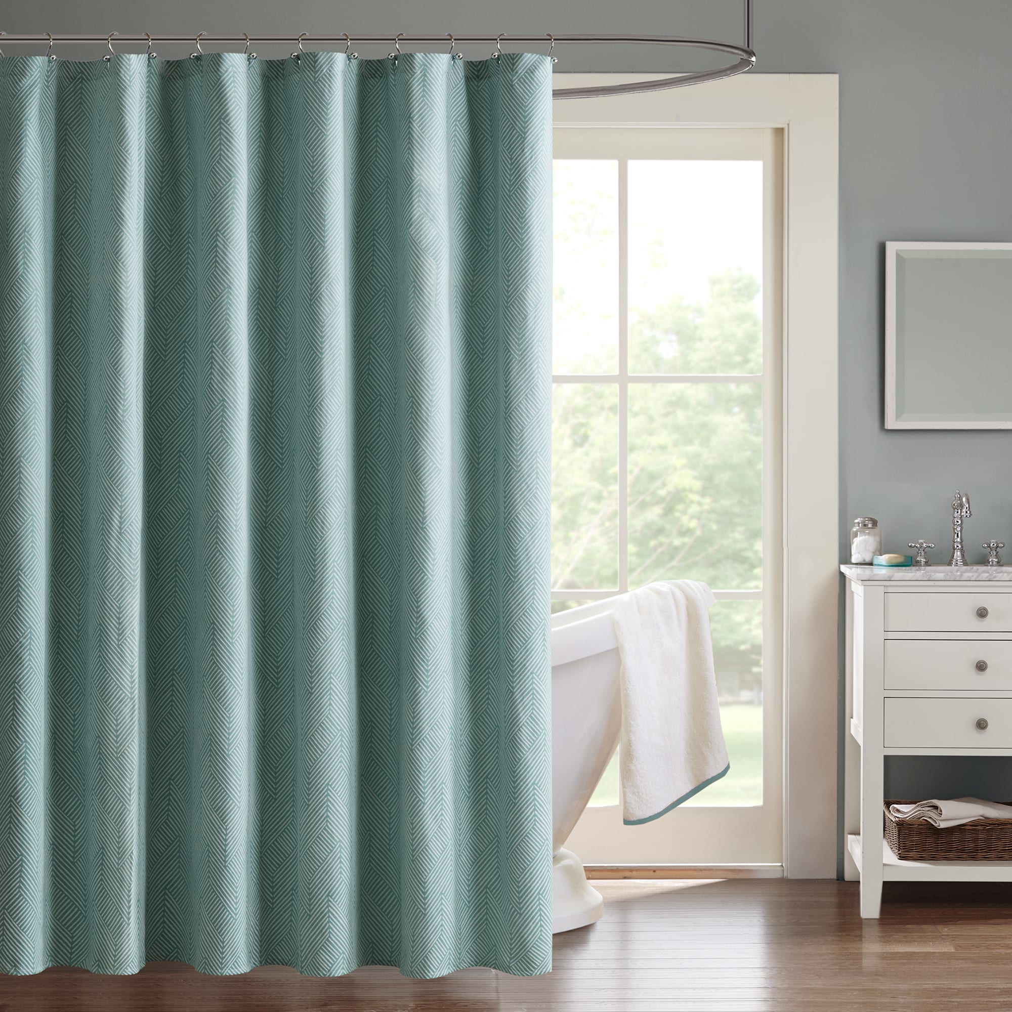 Madison Park Hayden Chevron Jacquard Shower Curtain - Bed Bath