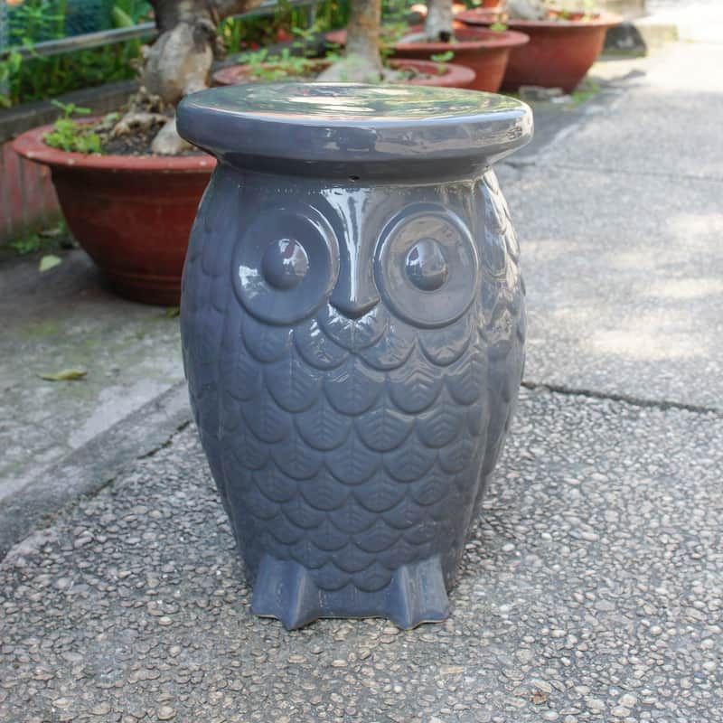 Wise Old Owl Ceramic Garden Stool