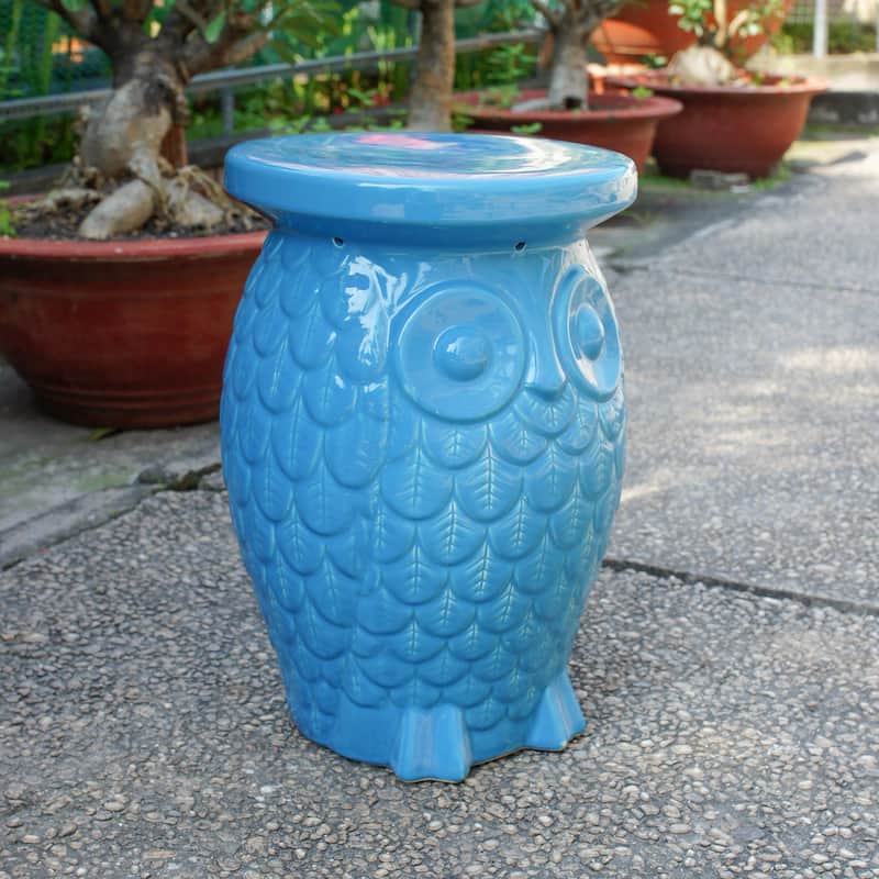 Wise Old Owl Ceramic Garden Stool