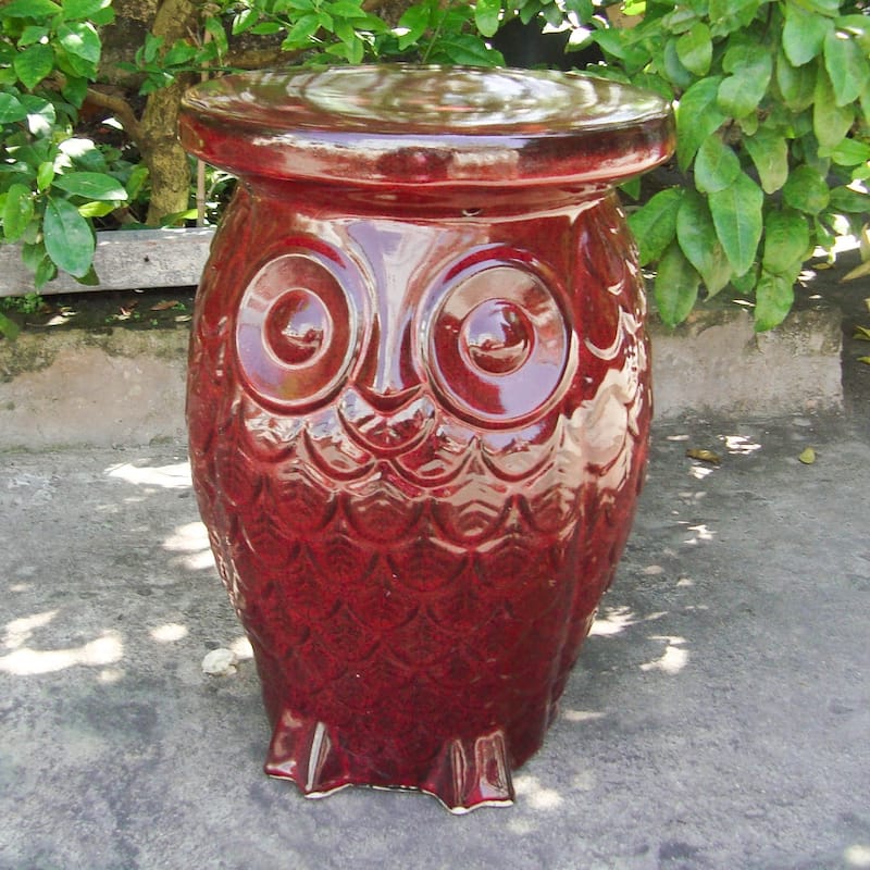 Wise Old Owl Ceramic Garden Stool