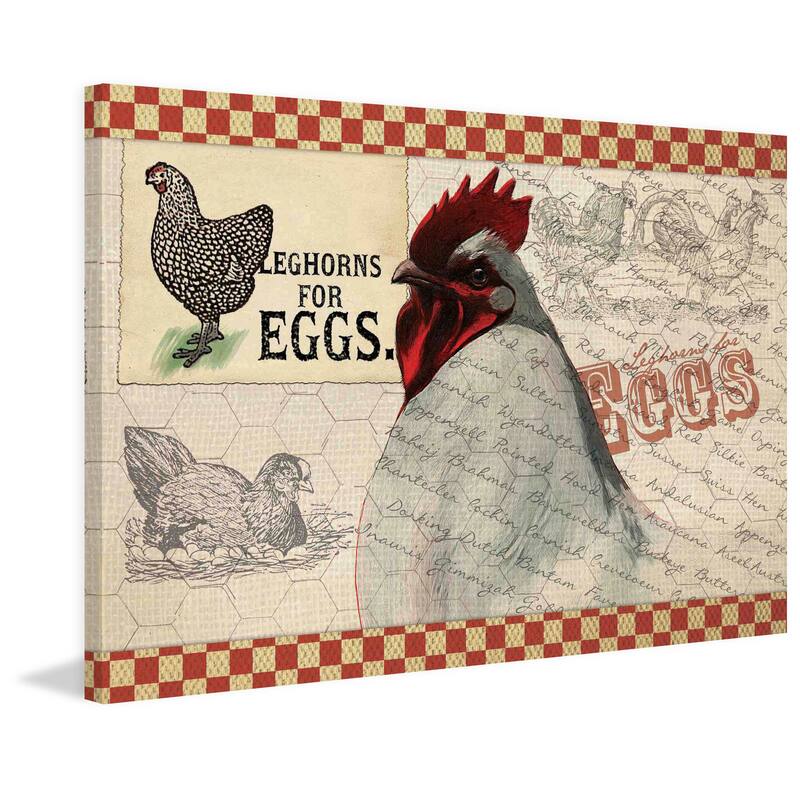 Marmont Hill - 'Check Chicken 2' Painting Print on Canvas - Multi-Color
