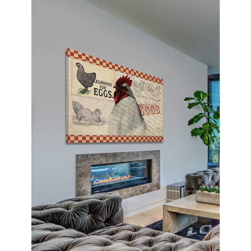 Marmont Hill - 'Check Chicken 2' Painting Print on Canvas - Multi-Color