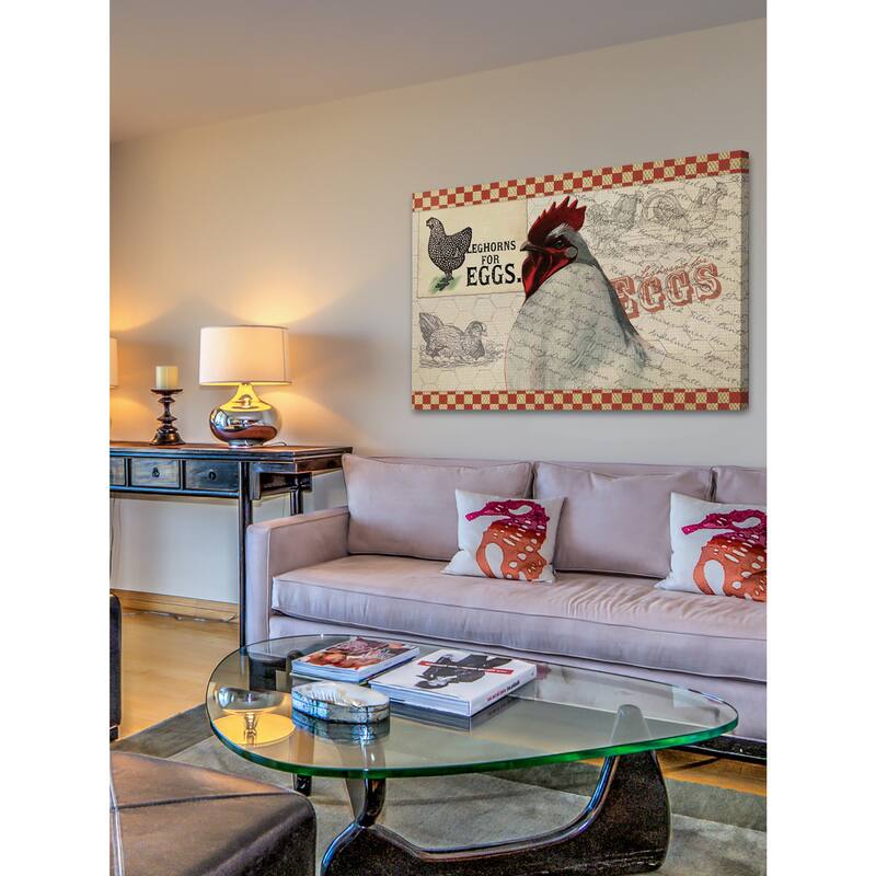 Marmont Hill - 'Check Chicken 2' Painting Print on Canvas - Multi-Color