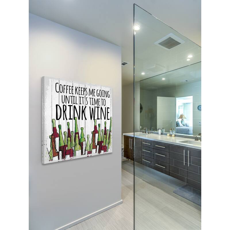 Marmont Hill - 'Coffee Keeps Me Going' Painting Print on Canvas - Multi-Color