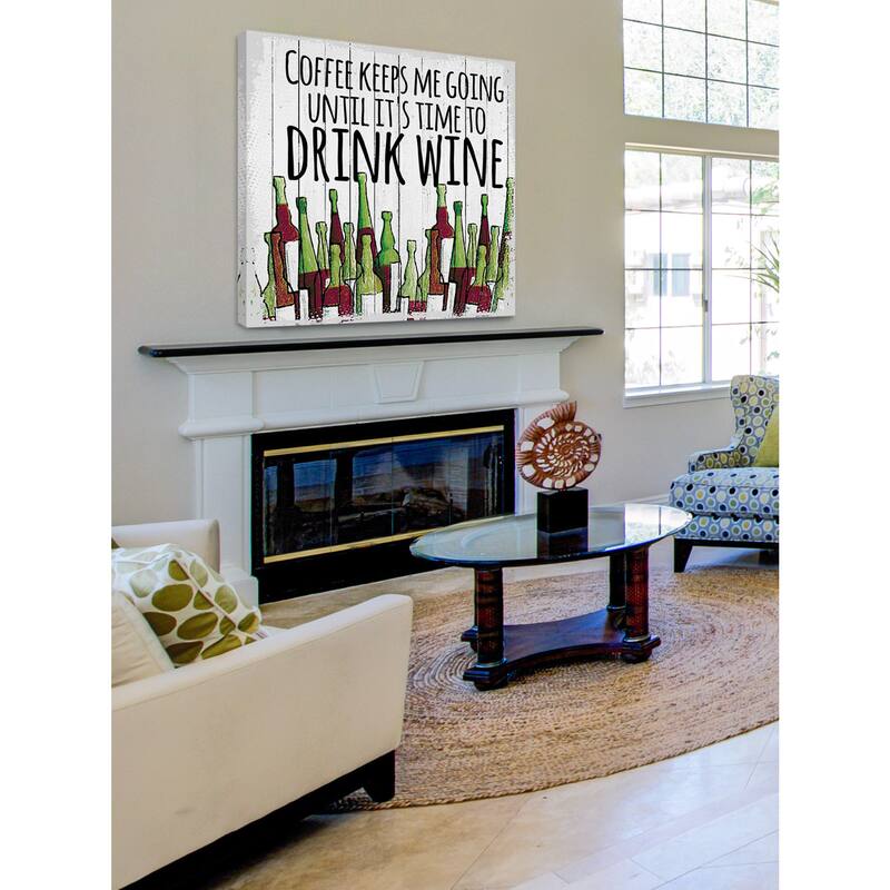 Marmont Hill - 'Coffee Keeps Me Going' Painting Print on Canvas - Multi-Color