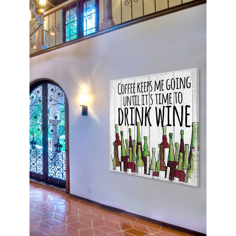 Marmont Hill - 'Coffee Keeps Me Going' Painting Print on Canvas - Multi-Color