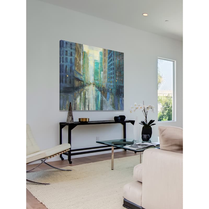 Marmont Hill - 'Metro Lights III' by Michael Woodward Painting Print on Canvas - Multi-Color