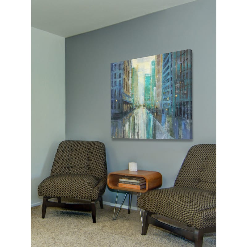Marmont Hill - 'Metro Lights III' by Michael Woodward Painting Print on Canvas - Multi-Color