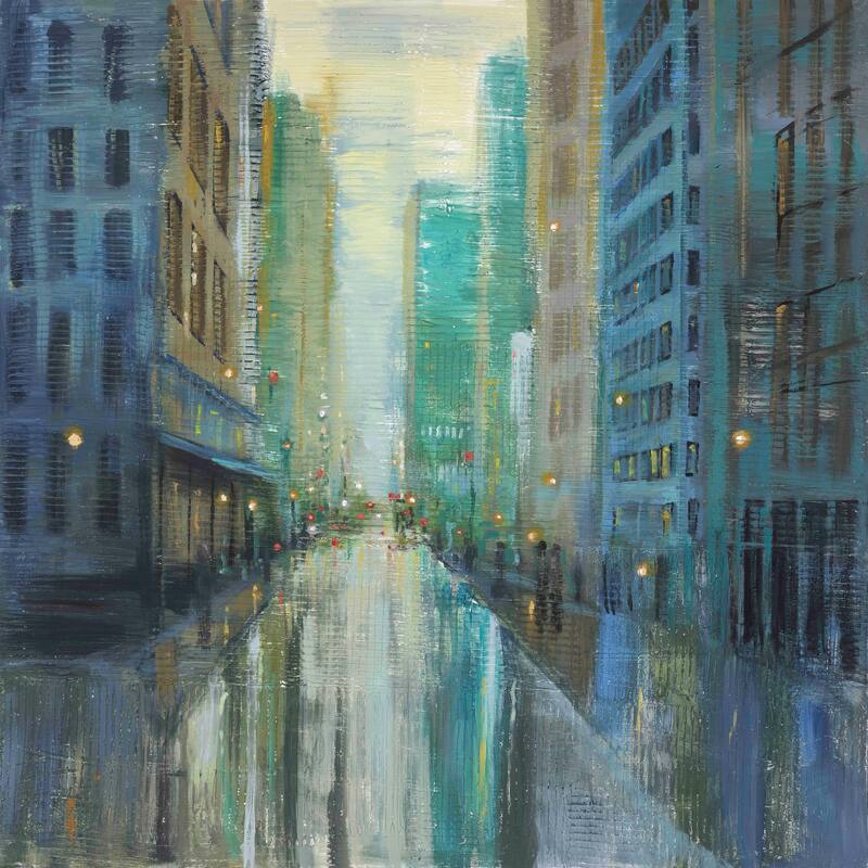 Marmont Hill - 'Metro Lights III' by Michael Woodward Painting Print on Canvas - Multi-Color