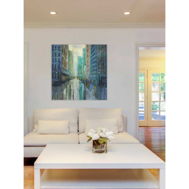 Marmont Hill - 'Metro Lights III' by Michael Woodward Painting Print on Canvas - Multi-Color