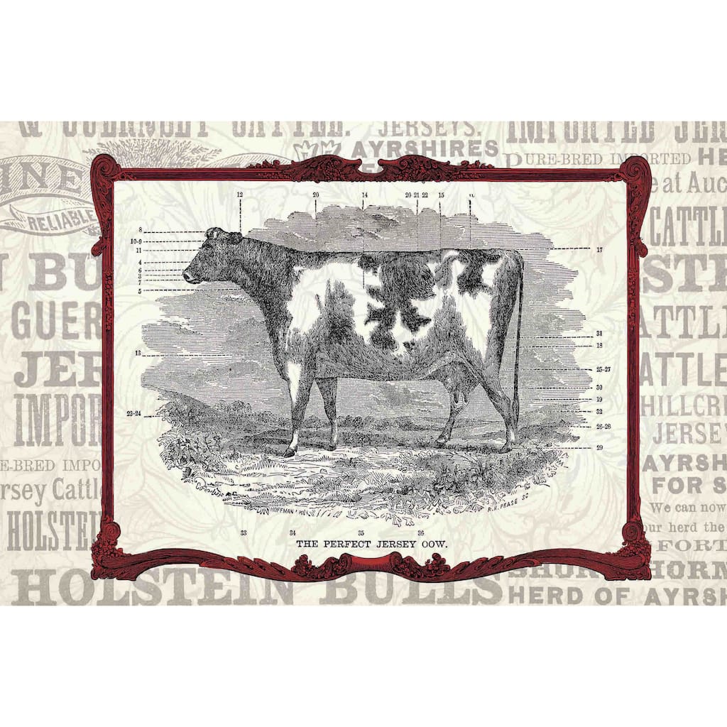 Marmont Hill - 'Cow Framed' Painting Print on Canvas - Multi-Color