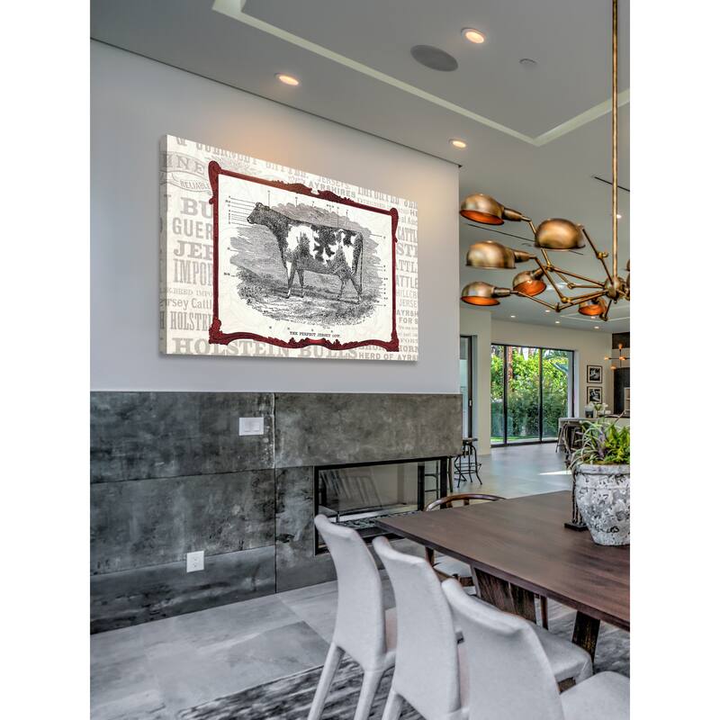 Marmont Hill - 'Cow Framed' Painting Print on Canvas - Multi-Color