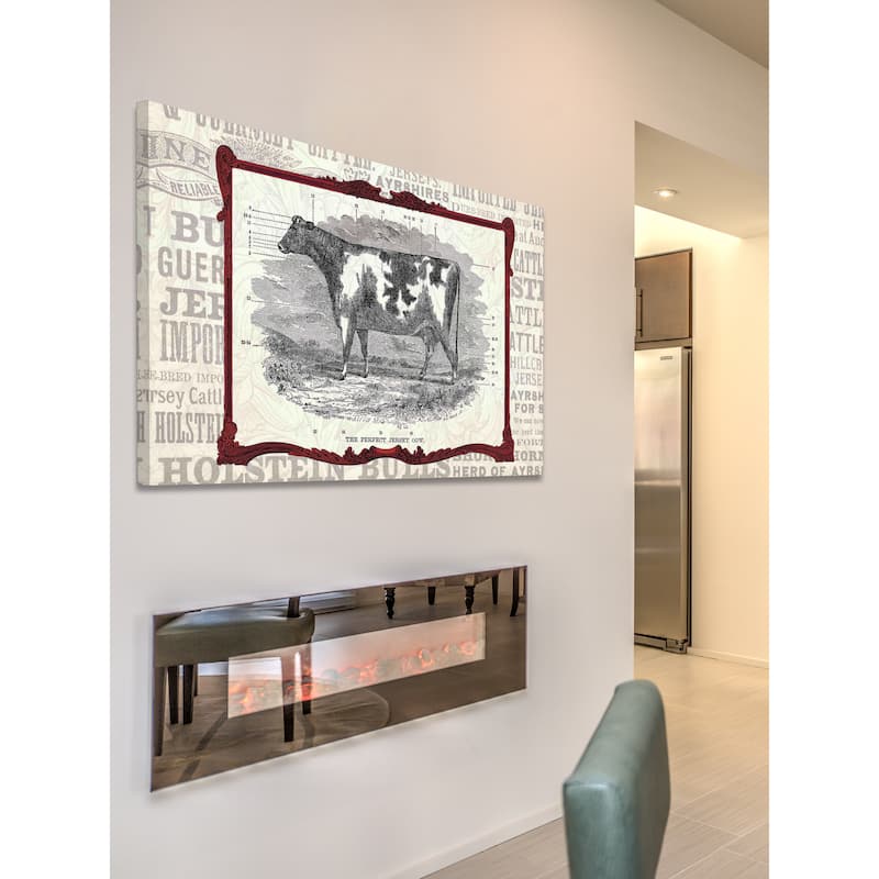Marmont Hill - 'Cow Framed' Painting Print on Canvas - Multi-Color