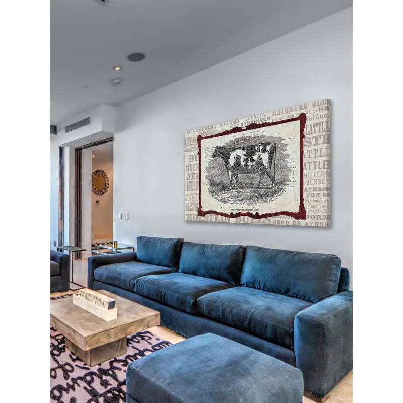 Marmont Hill - 'Cow Framed' Painting Print on Canvas - Multi-Color