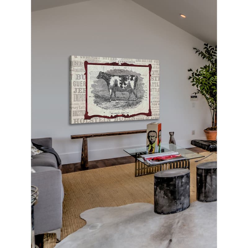 Marmont Hill - 'Cow Framed' Painting Print on Canvas - Multi-Color