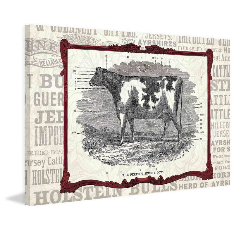Marmont Hill - 'Cow Framed' Painting Print on Canvas - Multi-Color