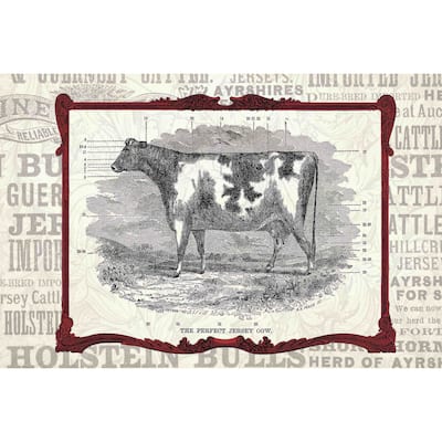 Marmont Hill - 'Cow Framed' Painting Print on Canvas - Multi-Color
