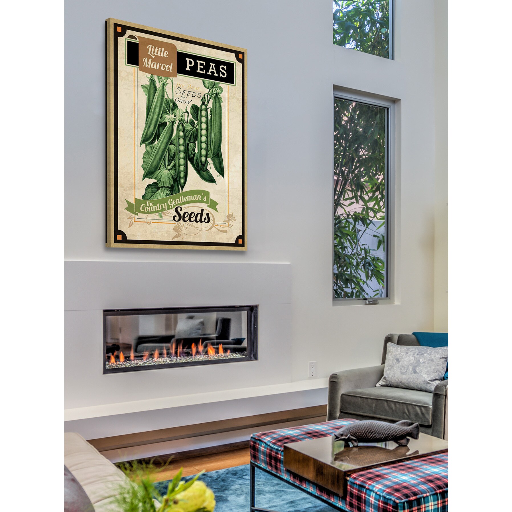 Marmont Hill Vintage-Farm Kitchen Seed Packet Peas Canvas Wall Art 24 by 36