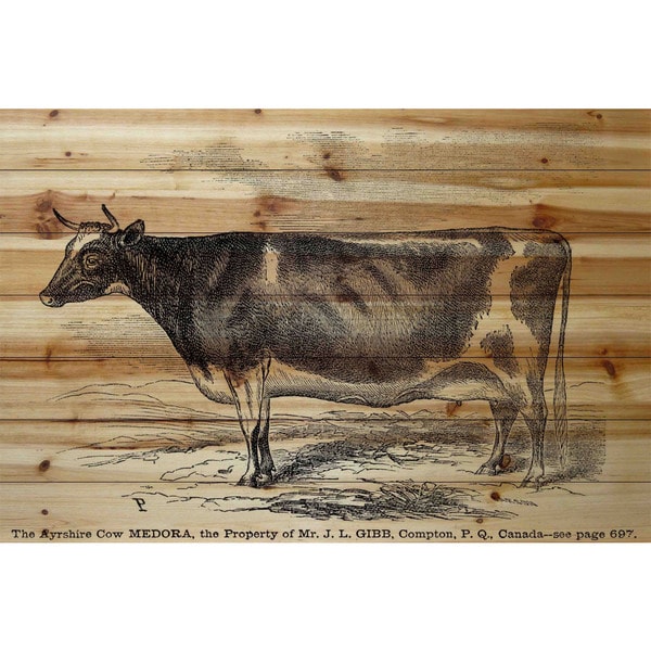 cow painting on wood