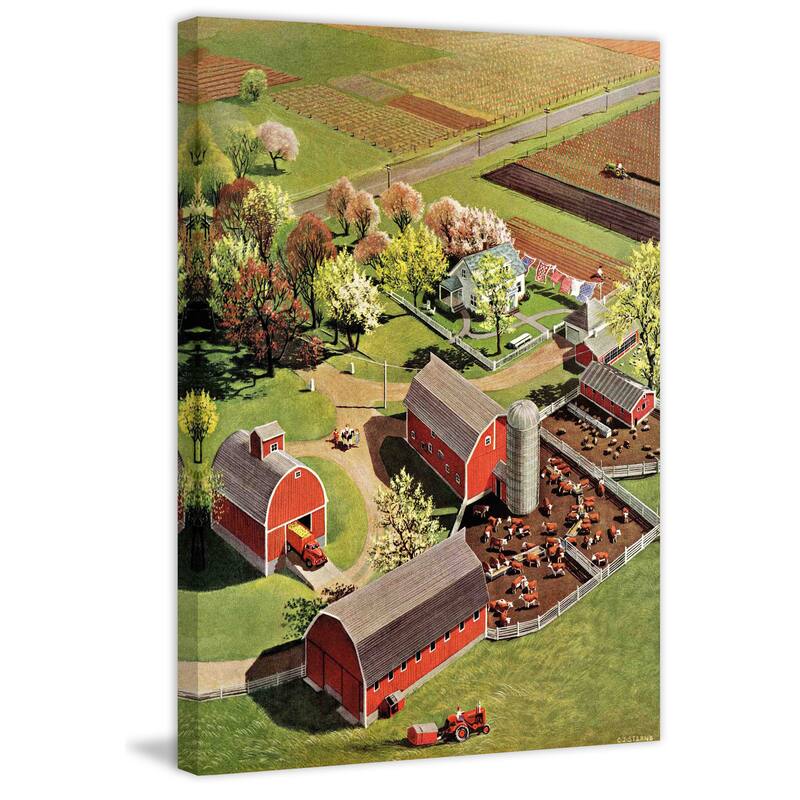 Marmont Hill - 'Red Barns' Painting Print on Canvas - Multi-Color