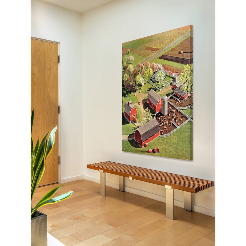 Marmont Hill - 'Red Barns' Painting Print on Canvas - Multi-Color