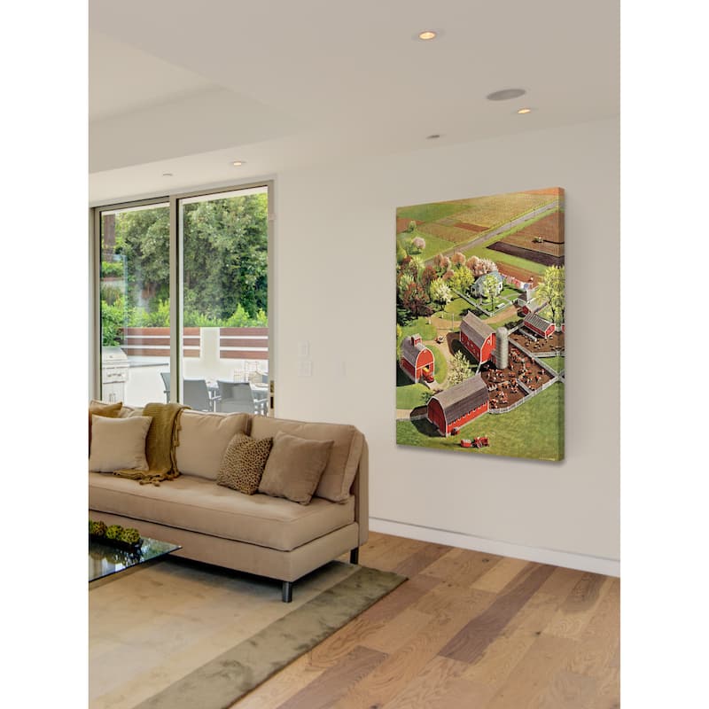 Marmont Hill - 'Red Barns' Painting Print on Canvas - Multi-Color