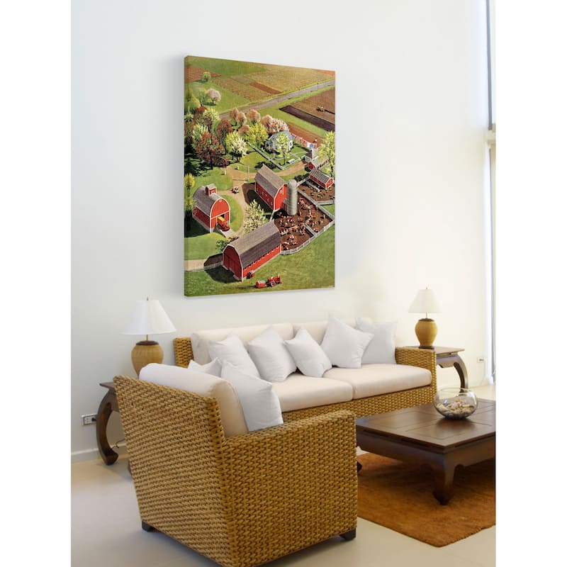 Marmont Hill - 'Red Barns' Painting Print on Canvas - Multi-Color