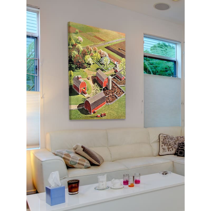 Marmont Hill - 'Red Barns' Painting Print on Canvas - Multi-Color