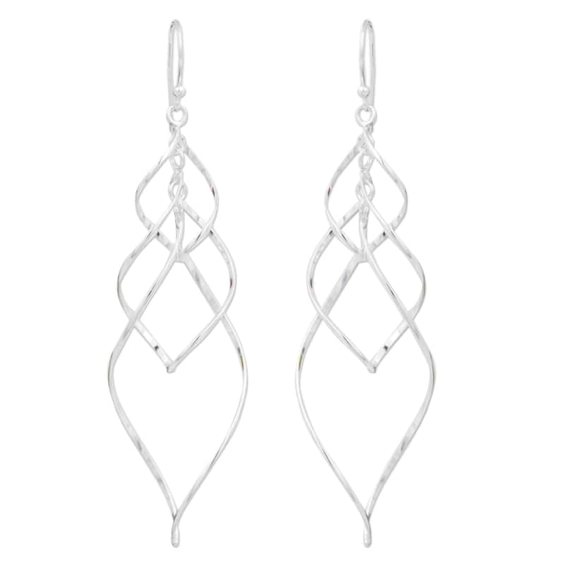 Handmade Sterling Silver Forever Linked Earrings (Thailand) - 2.8L*0.7W - White