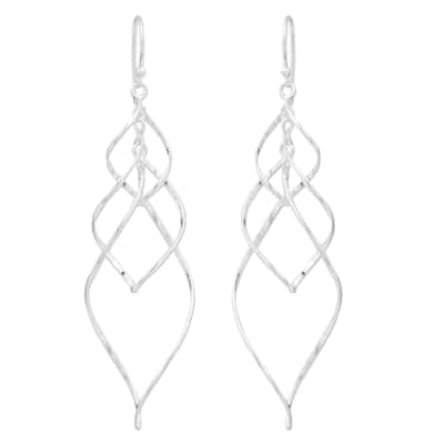 Handmade Sterling Silver Forever Linked Earrings (Thailand) - 2.8L*0.7W