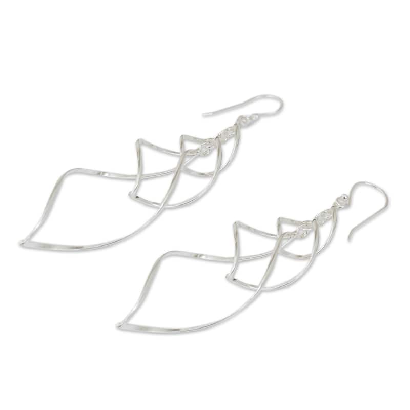 Handmade Sterling Silver Forever Linked Earrings (Thailand) - 2.8L*0.7W
