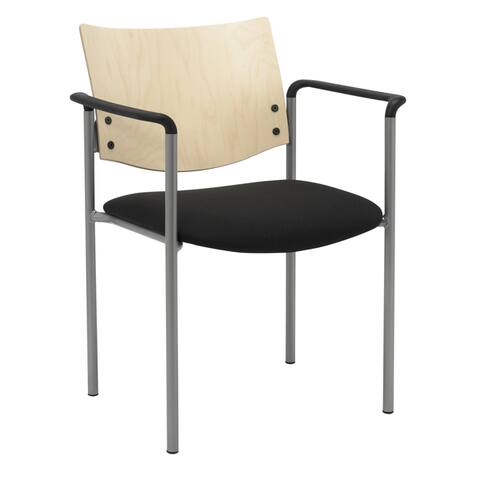 KFI Evolve Guest Chair with Arms and a Natural Wood Back