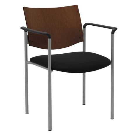 KFI Evolve Guest Chair with Arms and a Chocolate Wood Back