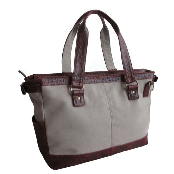 Multicolor Ostrich Print Vegan Leather Extra Large Satchel Zipper Tote Handbag