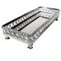 Heim Concept Sparkle Stainless Steel Vanity Mirror Tray with Beaded Crystals