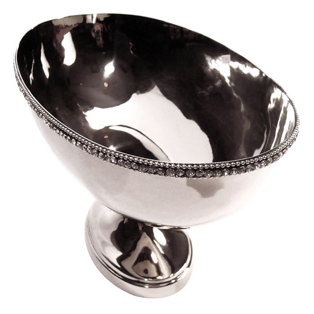 Heim Concept Nickel-plated Footed Oval Center Piece Bowl with Chatons