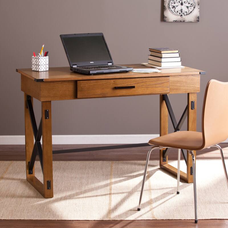 SEI Furniture Carlan Distressed Pine Adjustable Height Desk