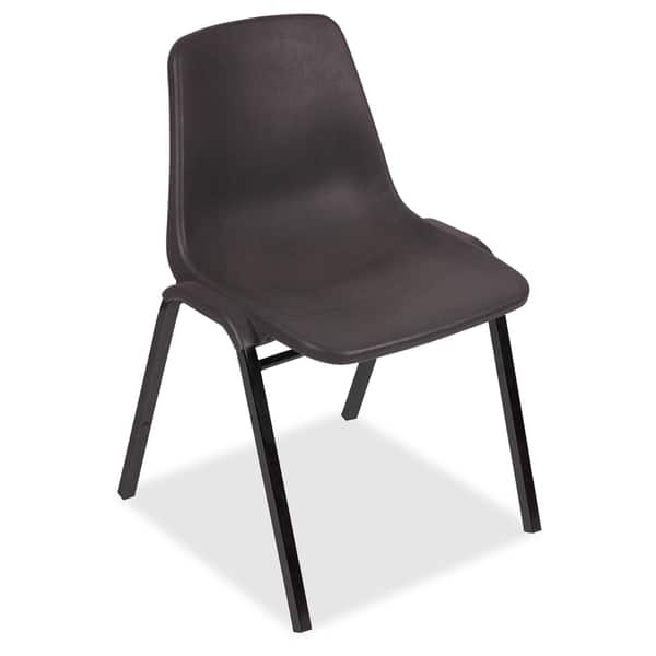 Lorell Molded Stacking Chairs - Black Polypropylene Seat - Black Polypropylene Back - Black, Powder Coated Metal Frame - Arched Base - 4 / Carton