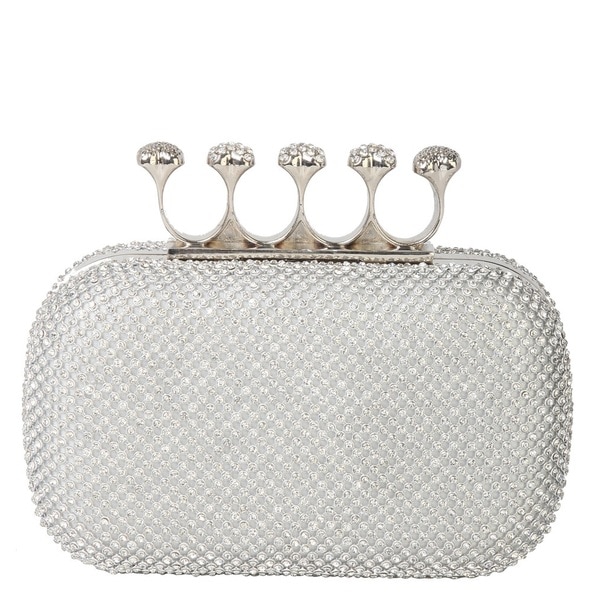 Shop Rimen & Co. Rhinestone Crystal Ring Knuckle Wedding Clutch On