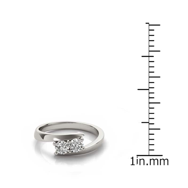 Auriya 14k Gold 1/4 carat TW 2-Stone Bypass Diamond Engagement Ring