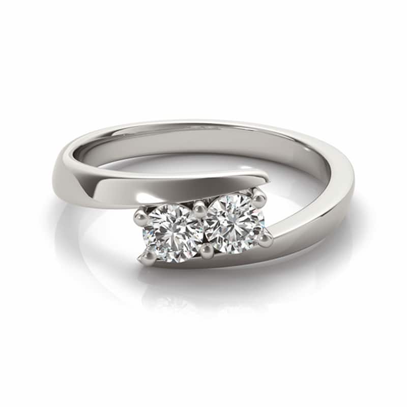 Auriya 14k Gold 1/4 carat TW 2-Stone Bypass Diamond Engagement Ring