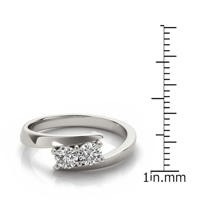 Auriya 14k Gold 1 carat TW 2-Stone Bypass Diamond Engagement Ring (H-I, SI1-SI2)