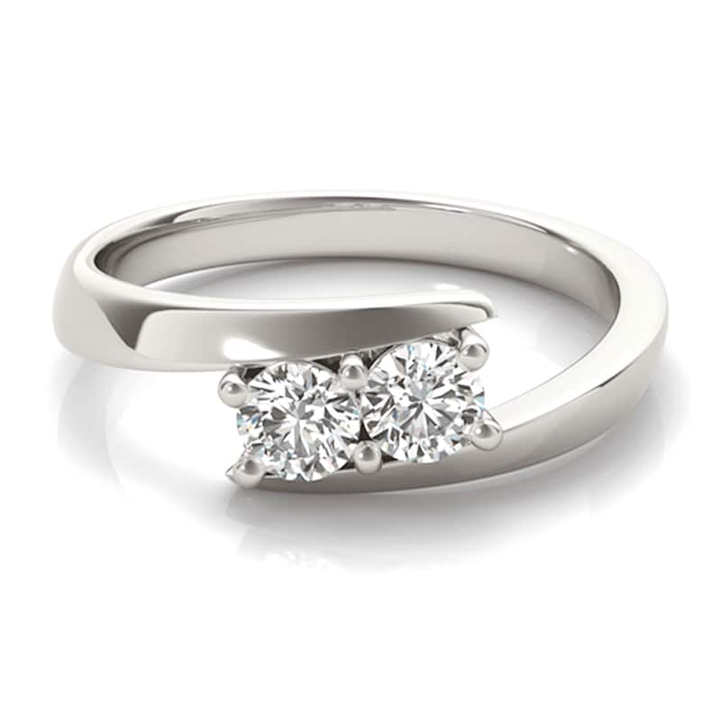 Auriya 14k Gold 1 carat TW 2-Stone Bypass Diamond Engagement Ring (H-I, SI1-SI2)