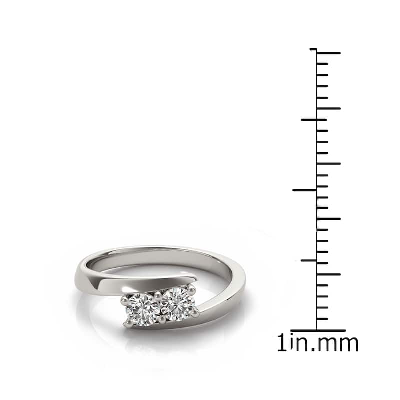 Auriya Round 1/2ct TDW 2-Stone Bypass Diamond Engagement Ring 14k White Gold
