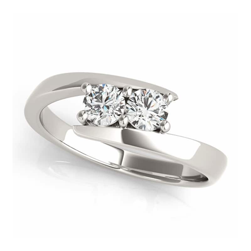 Auriya Round 1/2ct TDW 2-Stone Bypass Diamond Engagement Ring 14k White Gold - 4