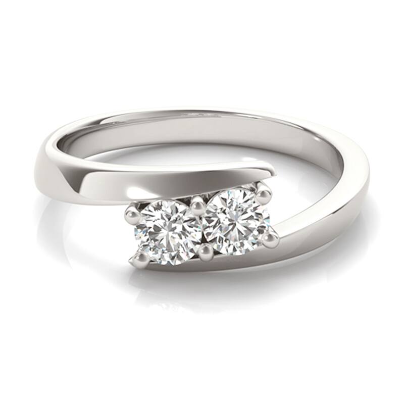 Auriya 14k Gold 3/4 carat TW 2-Stone Bypass Diamond Engagement Ring