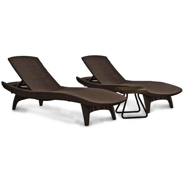 Keter Pacific 3 piece All weather Adjustable Patio Sun Loungers